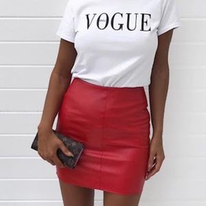 Red Faux Leather Skirt || Forever 21